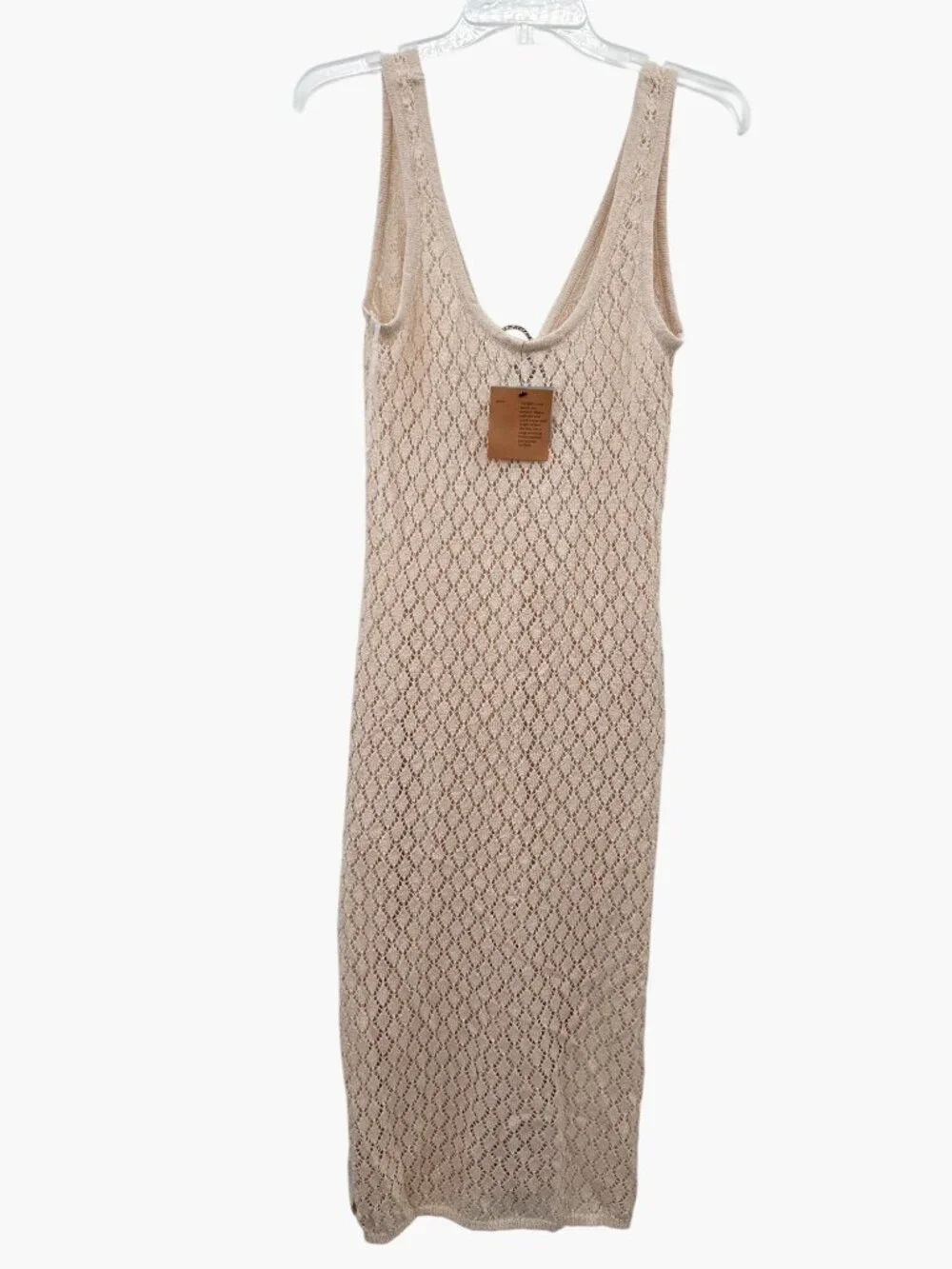 NEW Shade & Shore Crochet Ring Front Midi Dress Cover Up - Cream - Medium